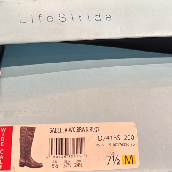 Life stride wide calf brown quilted boots NIB 7.5 - Picture 10 of 10